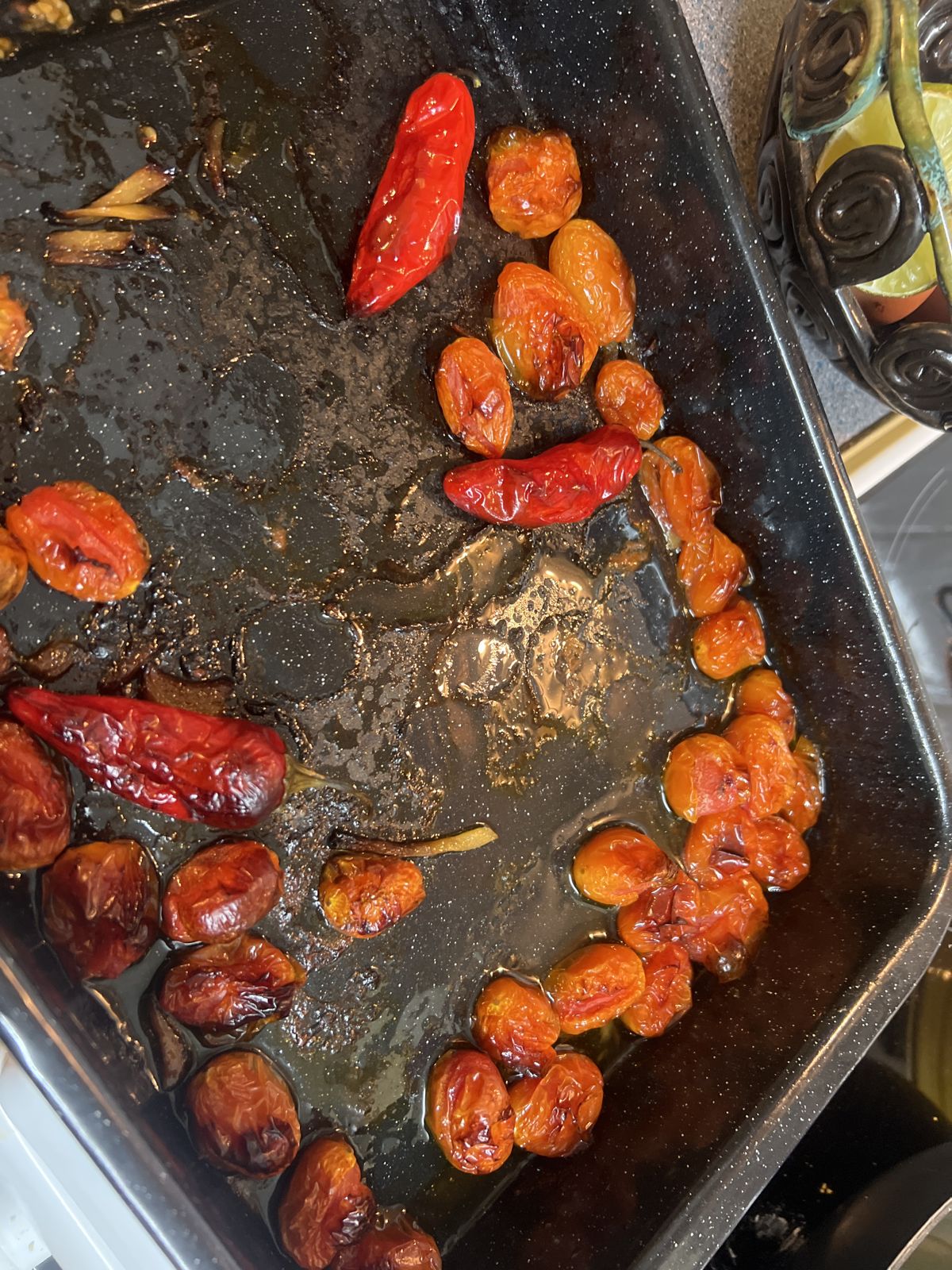 Tomatoes and chillies after roasting